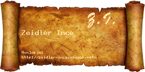Zeidler Ince névjegykártya